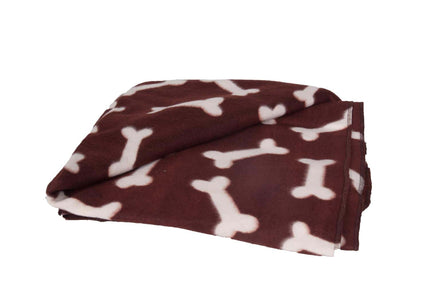 Flamingo Fleece Blanket Bones 100x70cm – Soft Brown Blanket with Bone Pattern, Cozy and Durable