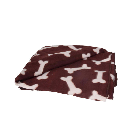 Flamingo Fleece Blanket Bones 150x130cm – Soft Brown Throw with Bone Pattern, Cozy and Durable