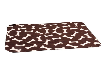 Flamingo Fleece Blanket Bones 100x70cm – Soft Brown Blanket with Bone Pattern, Cozy and Durable