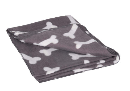 Flamingo Fleece Blanket Bones 150x130cm – Soft Brown Throw with Bone Pattern, Cozy and Durable