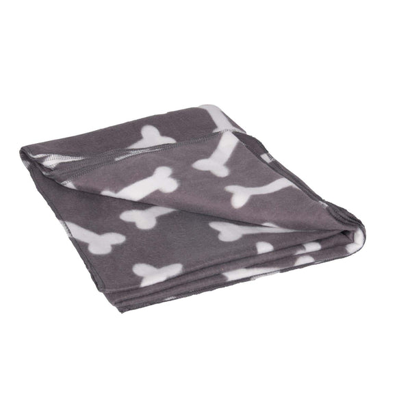 Flamingo Fleece Blanket Bones 100x70cm – Soft Brown Blanket with Bone Pattern, Cozy and Durable