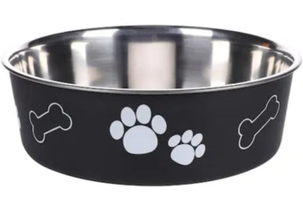 Flamingo Kena Black Bowl – Medium Non-Slip Pet Feeding Dish, Durable Design