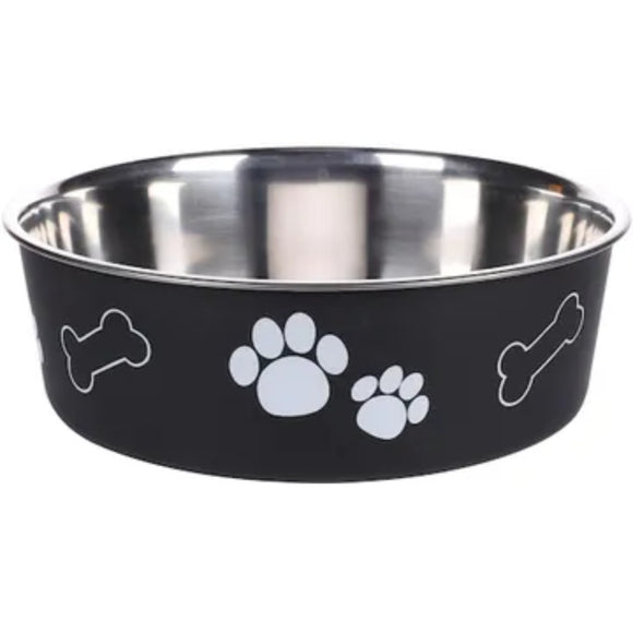 Flamingo Kena Black Bowl – Medium Non-Slip Pet Feeding Dish, Durable Design