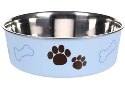 Flamingo Kena Blue Bowl – Non-Slip Medium Pet Feeding Bowl, Durable Design