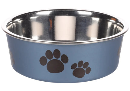 Flamingo Kena Metallic Blue Bowl – Extra Large Non-Slip Pet Feeding Dish, Durable Finish