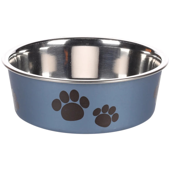 Flamingo Kena Metallic Blue Bowl – Extra Large Non-Slip Pet Feeding Dish, Durable Finish