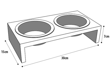 Flamingo Kobushi White Elevated Pet Bowls – Large Ceramic Set with Stable Stand