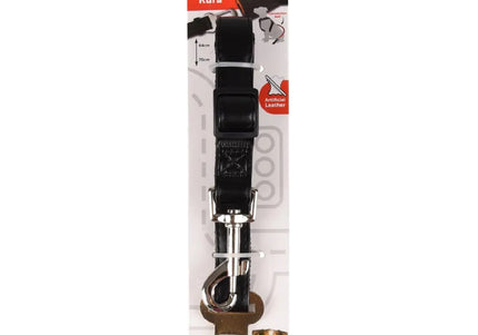 Flamingo Kura Car Safety Belt – Black Artificial Leather, Medium, Secure Travel Leash