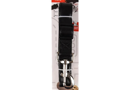 Flamingo Kura Car Safety Belt – Black Artificial Leather, Medium, Secure Travel Leash
