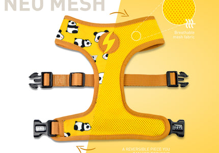 Dashi Snooze Neo Mesh Harness – Pressure-Free Double-Sided Neoprene, Panda Pattern, Small Size