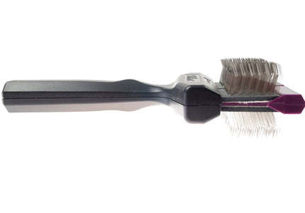 Les Poochs Purple Hard Pro Brush 9cm – Original Flexible Head Grooming Brush, Hard Bristles