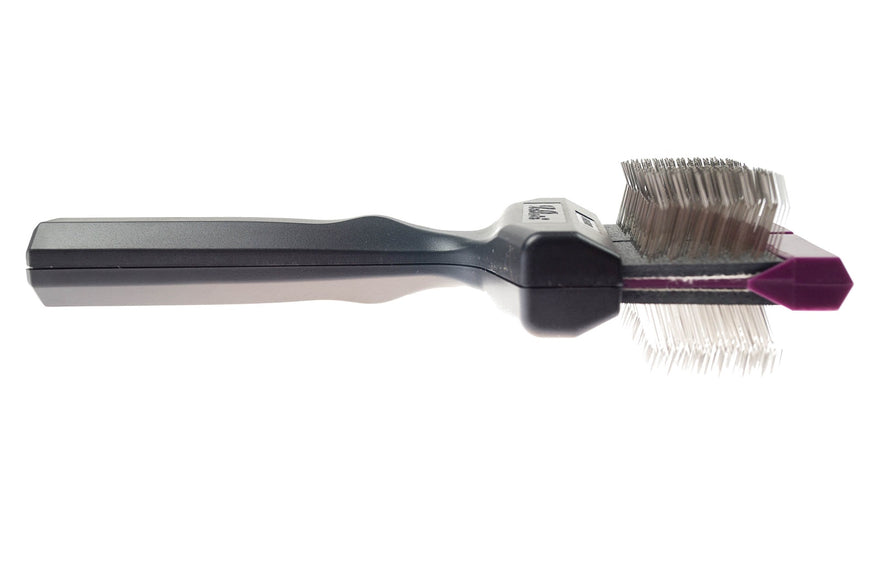 Les Poochs Purple Hard Pro Brush 9cm – Original Flexible Head Grooming Brush, Hard Bristles