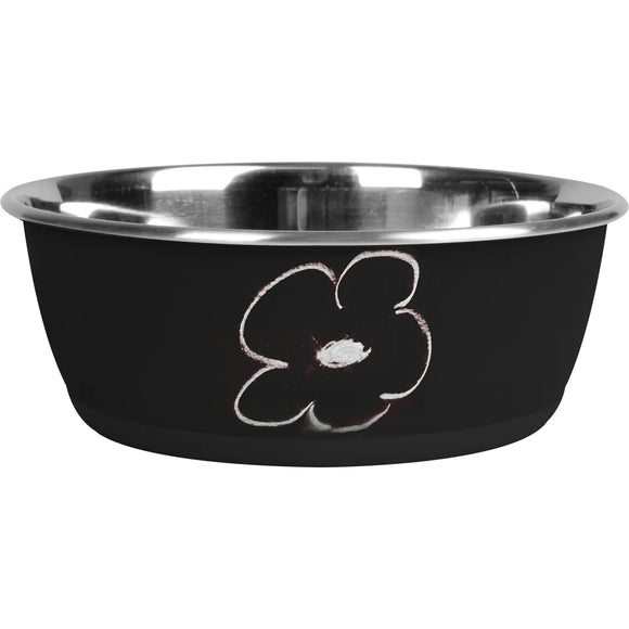 Flamingo Tobias Black Pet Bowl – Small Size with Writable Blackboard Coating, Versatile Design