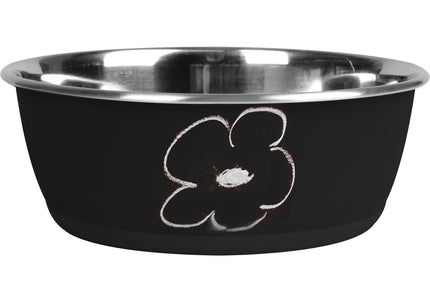 Flamingo Tobias Black Pet Bowl – Small Size with Writable Blackboard Coating, Versatile Design