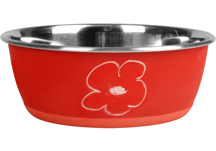 Flamingo Tobias Red Pet Bowl – Large Size with Writable Blackboard Coating, Versatile Design