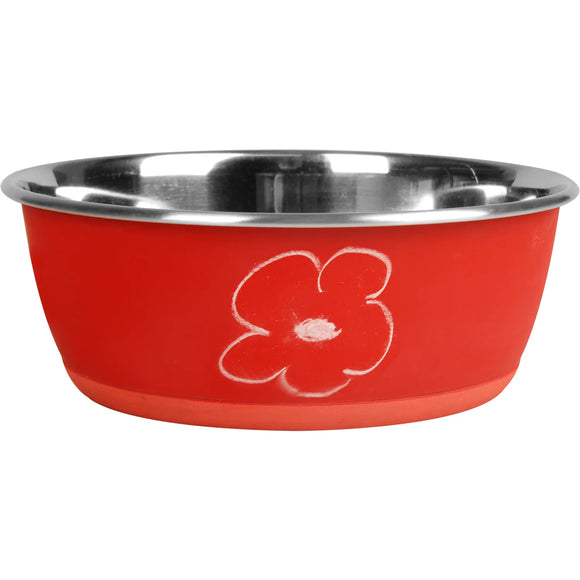 Flamingo Tobias Red Pet Bowl – Large Size with Writable Blackboard Coating, Versatile Design