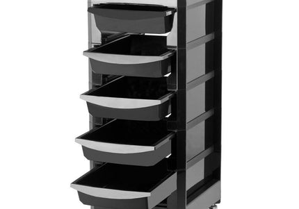 Gabbiano 030 Grooming Assistant – Black Mobile Organizer with 5 Litter Boxes and Top Tray
