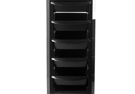 Gabbiano 030 Grooming Assistant – Black Mobile Organizer with 5 Litter Boxes and Top Tray