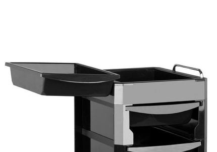 Gabbiano 030 Grooming Assistant – Black Mobile Organizer with 5 Litter Boxes and Top Tray