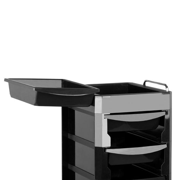 Gabbiano 030 Grooming Assistant – Black Mobile Organizer with 5 Litter Boxes and Top Tray