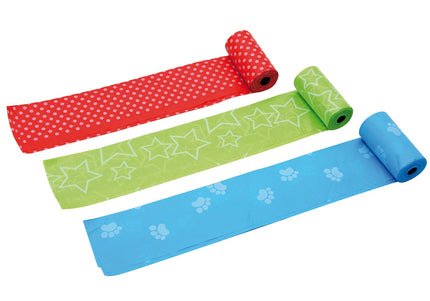 Record Poop Bags – Set of 3 Colorful Rolls, 60 Durable Leak-Proof Waste Bags