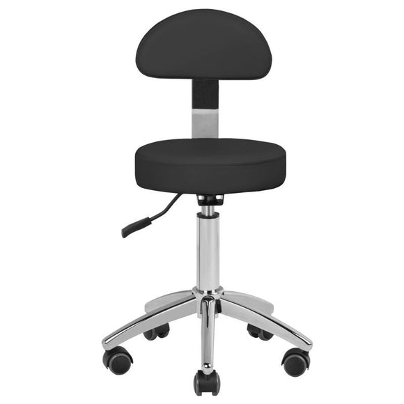 Gabbiano AM 304 Grooming Chair – Adjustable Black Stool with Backrest, Ergonomic Design