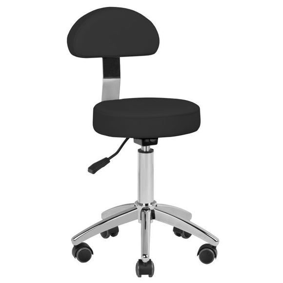 Gabbiano AM 304 Grooming Chair – Adjustable Black Stool with Backrest, Ergonomic Design