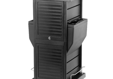 Gabbiano 100C Grooming Salon Cabinet – Lockable Mobile Storage, 15 Compartments, 4 Litter Boxes, Black