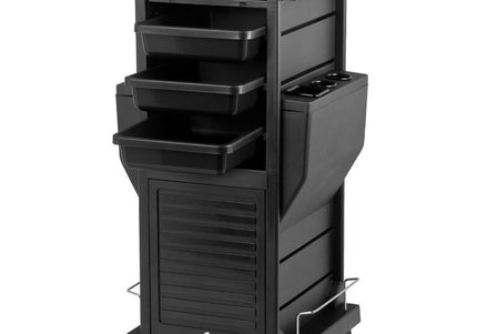 Gabbiano 100C Grooming Salon Cabinet – Lockable Mobile Storage, 15 Compartments, 4 Litter Boxes, Black