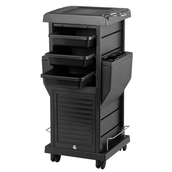 Gabbiano 100C Grooming Salon Cabinet – Lockable Mobile Storage, 15 Compartments, 4 Litter Boxes, Black