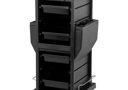 Gabbiano 100C Grooming Salon Cabinet – Lockable Mobile Storage, 15 Compartments, 4 Litter Boxes, Black