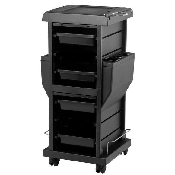 Gabbiano 100C Grooming Salon Cabinet – Lockable Mobile Storage, 15 Compartments, 4 Litter Boxes, Black