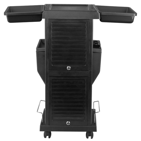 Gabbiano 100C Grooming Salon Cabinet – Lockable Mobile Storage, 15 Compartments, 4 Litter Boxes, Black