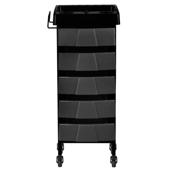 Gabbiano 008 Grooming Assistant – Black Trolley with Timer, 5 Drawers, Metal Handles