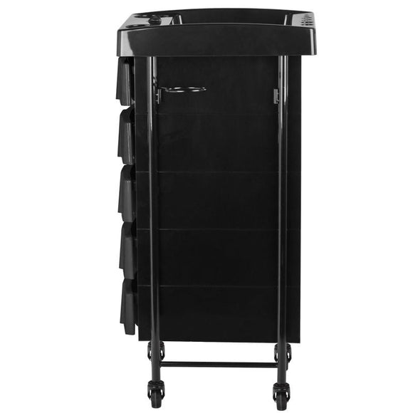 Gabbiano 008 Grooming Assistant – Black Trolley with Timer, 5 Drawers, Metal Handles