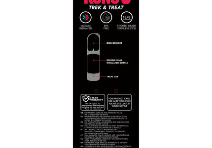 KONG Trek & Treat Bottle 295ml – Portable Water Bottle with Built-In Treat Compartment