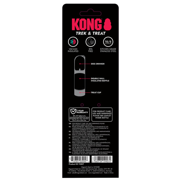 KONG Trek & Treat Bottle 295ml – Portable Water Bottle with Built-In Treat Compartment