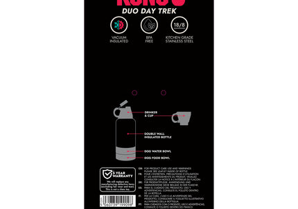 KONG Duo Day Trek 4-in-1 Travel Bottle – 910ml, Includes Cup and Two Bowls, Versatile Design