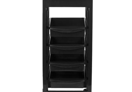 Gabbiano 048A Grooming Assistant – Black Plastic Trolley with 5 Trays and Wheels, 31x37x82cm