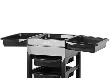 Gabbiano 048A Grooming Assistant – Black Plastic Trolley with 5 Trays and Wheels, 31x37x82cm