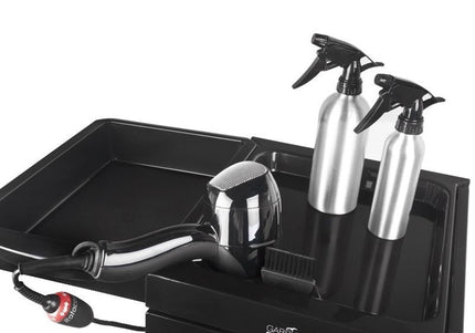 Gabbiano 048A Grooming Assistant – Black Plastic Trolley with 5 Trays and Wheels, 31x37x82cm