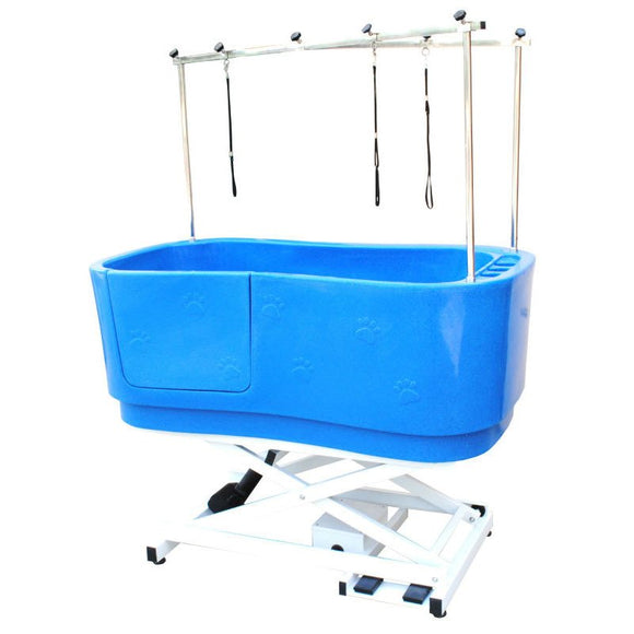 GroomStar Electric Lift Bathtub – Adjustable Height, Blue, Ergonomic Grooming Station