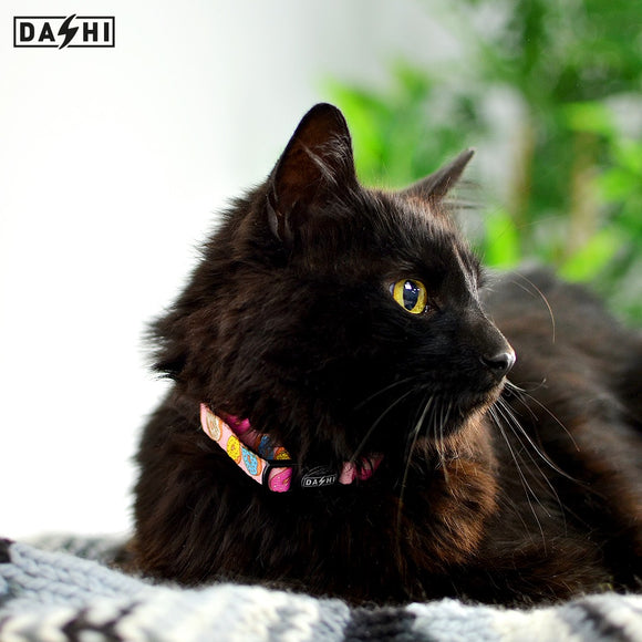 Dashi Donut Cat Collar – Colorful Adjustable Collar with Fun Donut Pattern, Soft Material