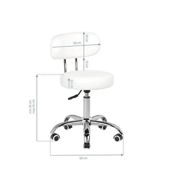 Activ A-007 White Grooming Chair – Adjustable Seat with Comfortable Backrest, Modern Design