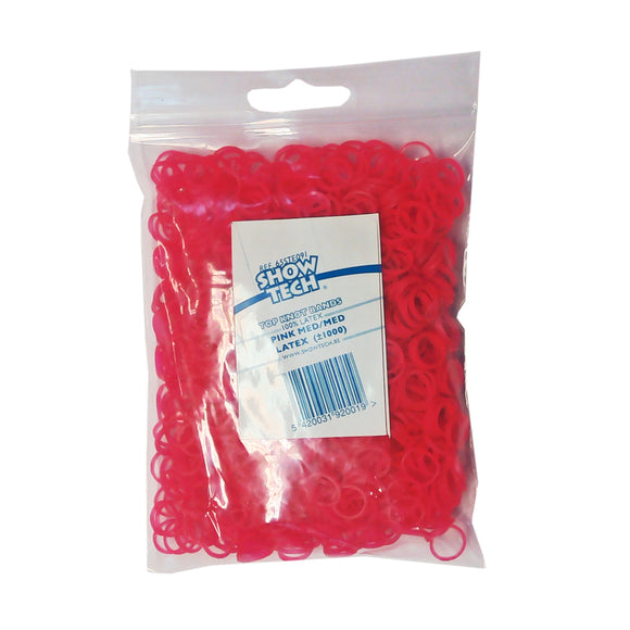 Show Tech Pink Latex Rubber Bands – 1000 Pack, 0.8cm Diameter, Durable and Flexible