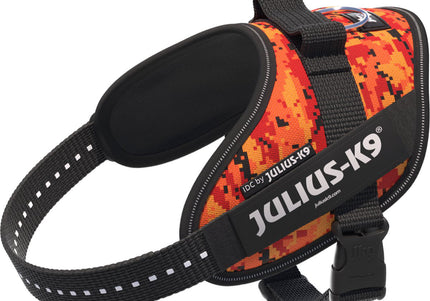 Julius-K9 IDC Powerharness Pixeljuice – Reflective Dog Harness with Orange Pixel Design, Size 2