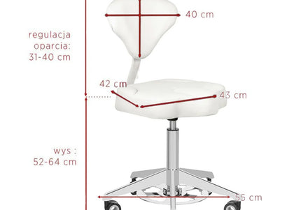 Azzurro 156-F White Contoured Grooming Chair – Height Adjustable with Foot Control