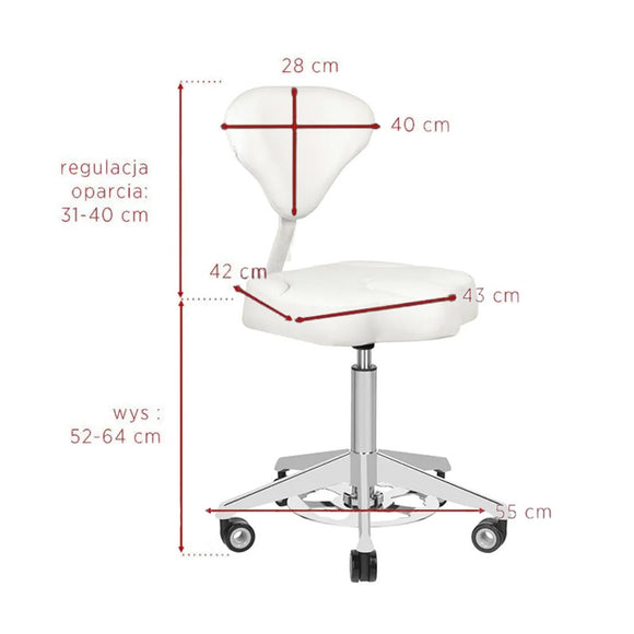 Azzurro 156-F White Contoured Grooming Chair – Height Adjustable with Foot Control