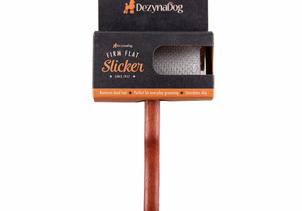 DezynaDog Firm Flat Slicker Brush Medium – Ergonomic Design with Firm Bristles for Effective Grooming
