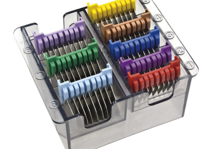 Moser/Wahl Stainless Steel Clipper Attachment Combs Set of 8 with Storage Case